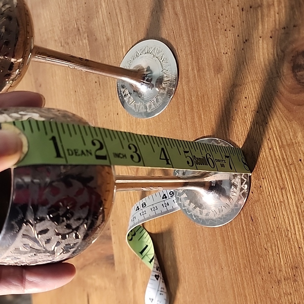 World Gift ZY Long Stem Goblet Silverplate India set of 2 - Picture 9 of 9